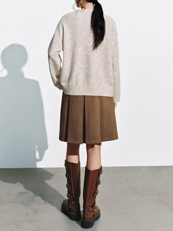 Lady's Cat-Printed Round-Neck Casual Sweater