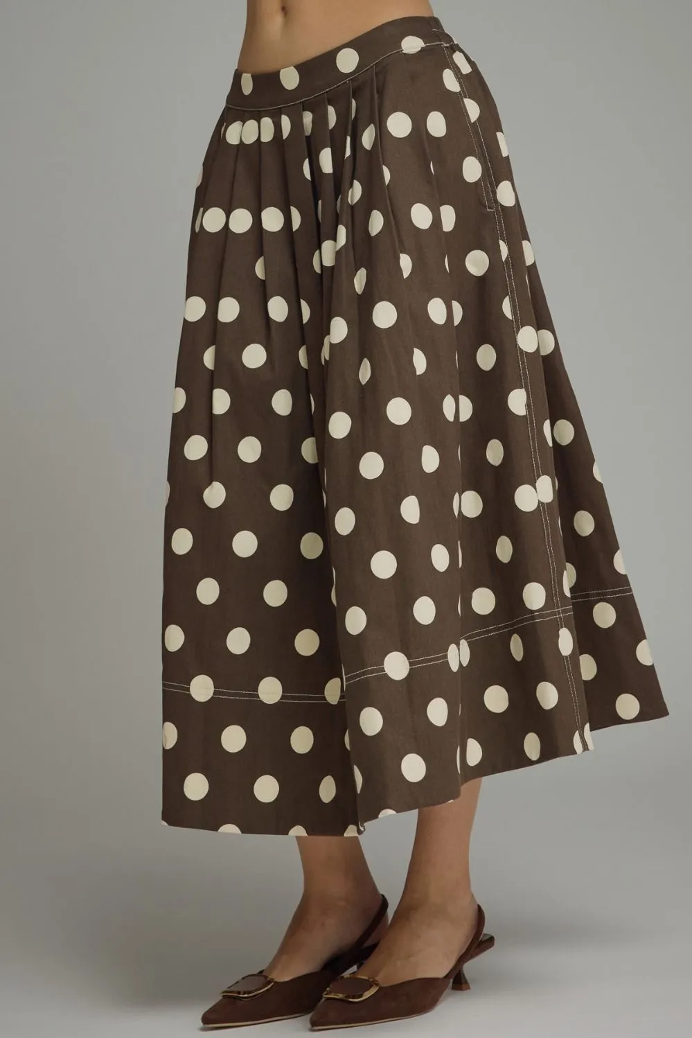 Polka Dot Pleated Skirt