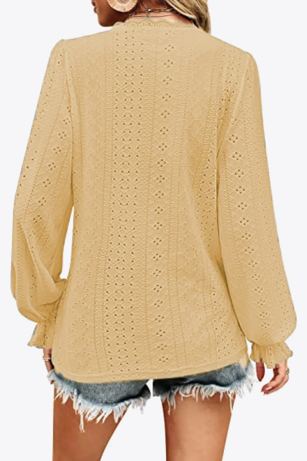 Everyday Soft Eyelet V-Neck Blouse