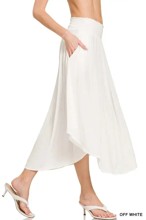 Softened Smocked Pocket Detail Skirt