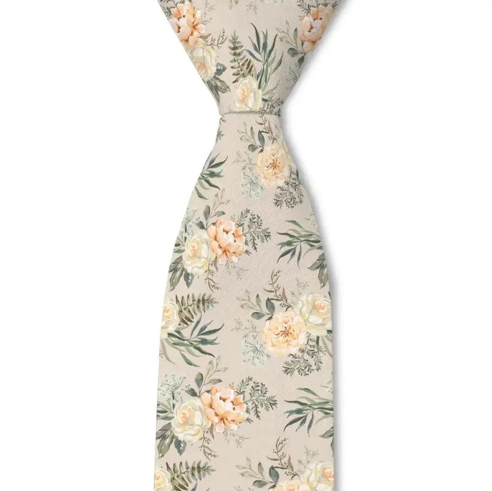 Peony Floral Pattern Necktie