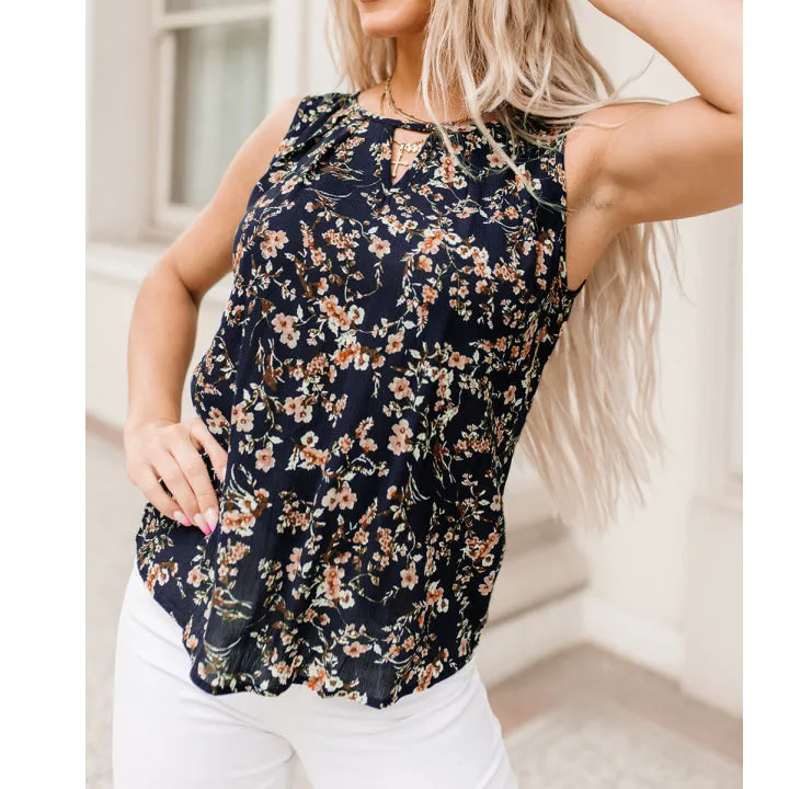 Cutout Round Neck Tank Top