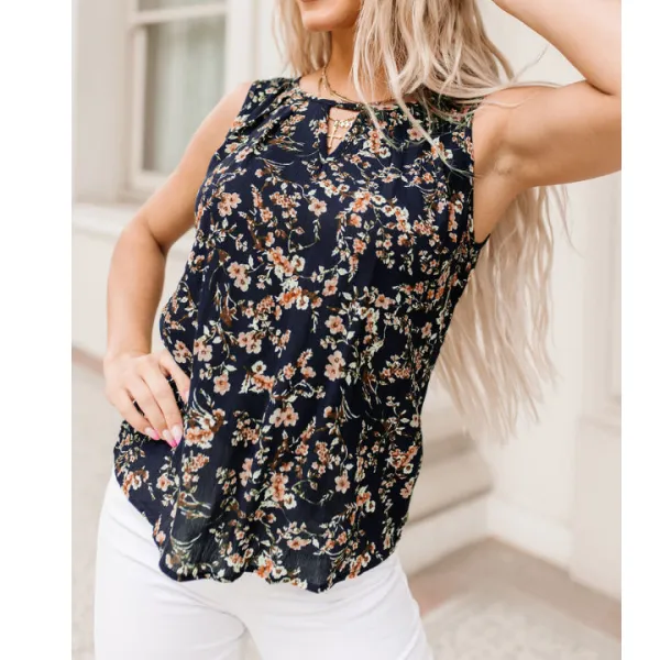 Cutout Round Neck Tank Top
