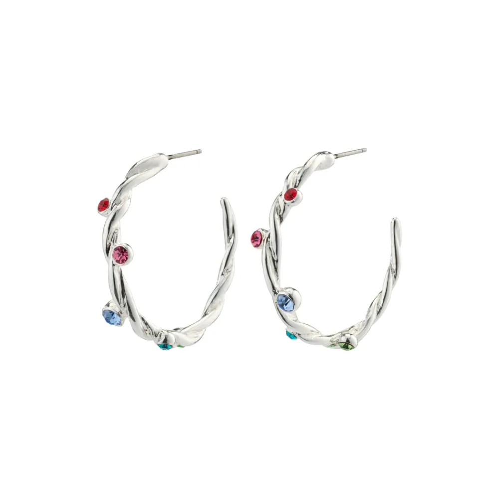 Large Crystal Twisted Hoop Earrings