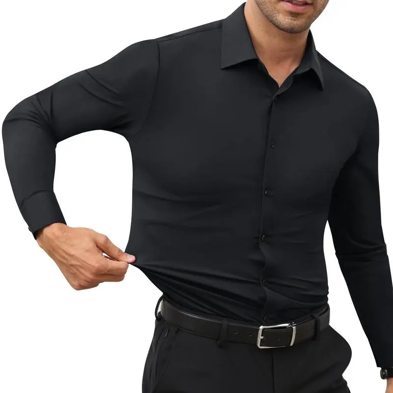 Men's quick-drying, breathable, wrinkle-resistant, slim-fit, super stretch shirt