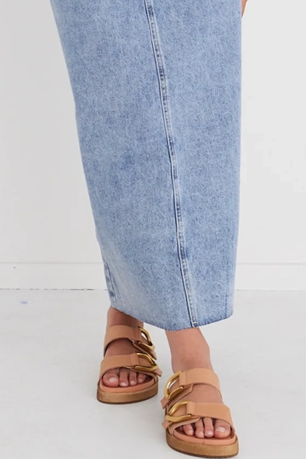 Vintage Blue Denim Midi Skirt