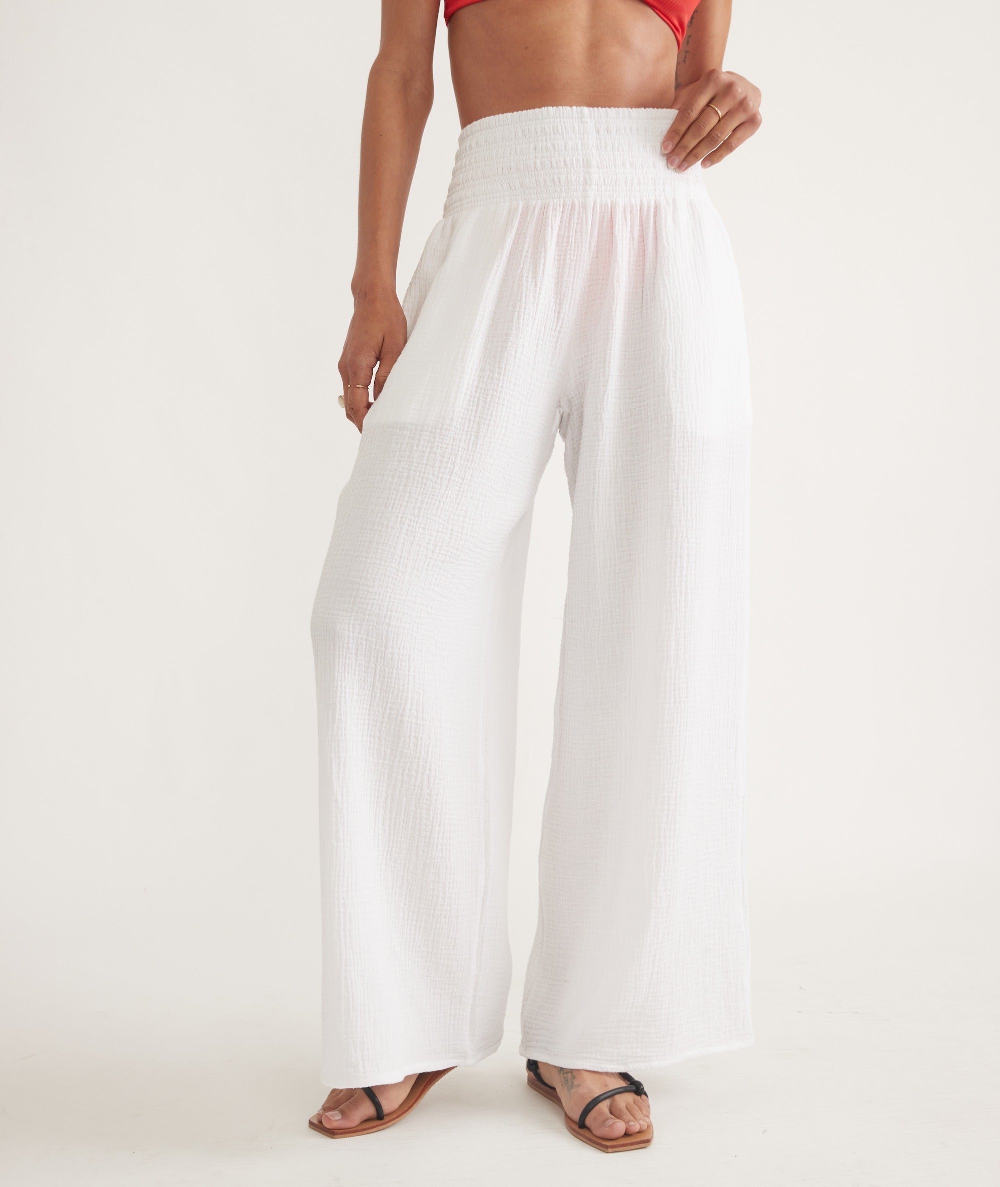 Flowy White Palazzo Pants
