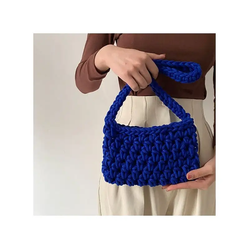 Solid Crochet Knitted Shoulder Bag
