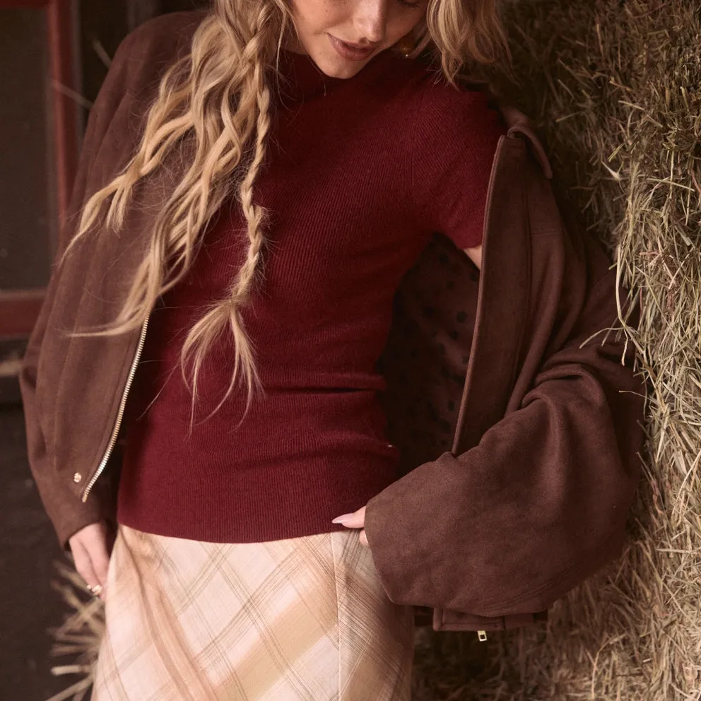 Relaxed Suede Bubble Hem Jacket