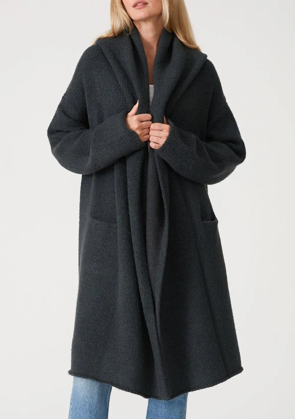 Open Front Hooded Coat