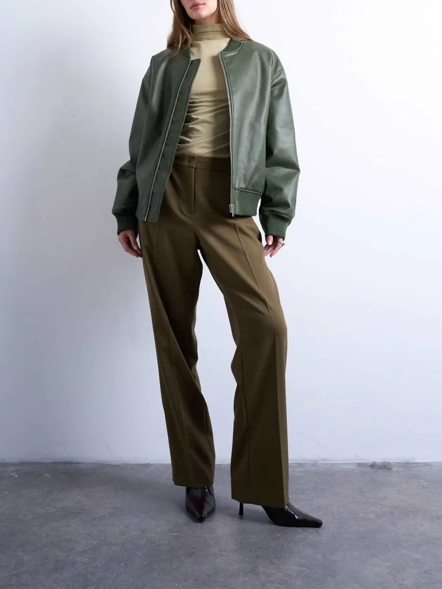 PU Leather Bomber Jacket