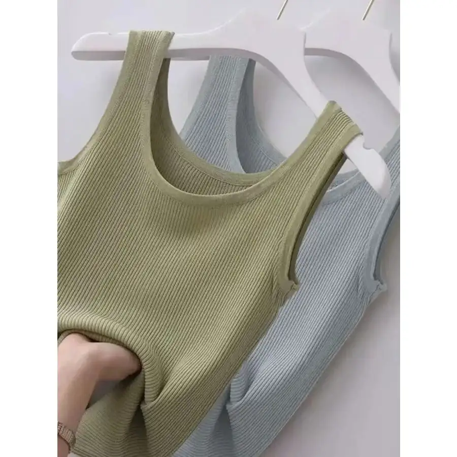 Plus Size Ribbed Knit Scoop Neck Tank