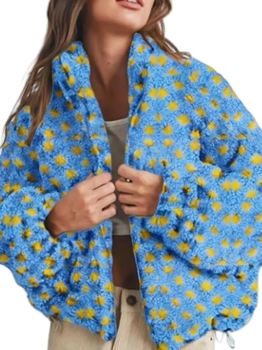 Plaid Zip Up Sherpa Jacket