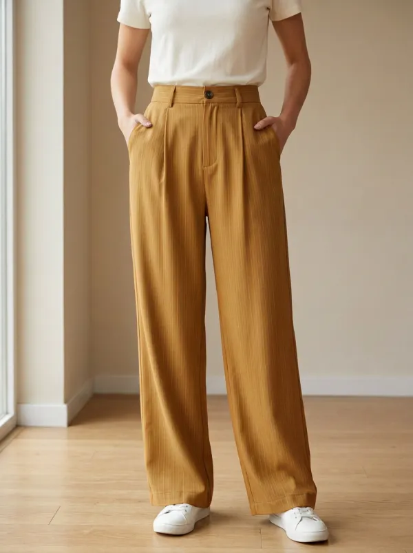 Women's Casual Pinstriped Print Trousers