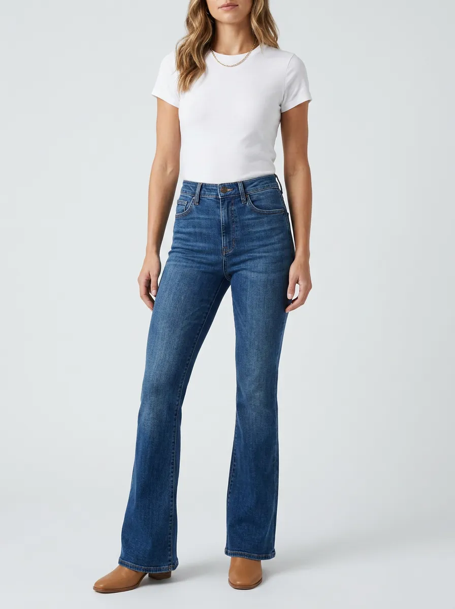 Structured High-Waist Stretch Women's High-Waist Stretch Flare Jeans