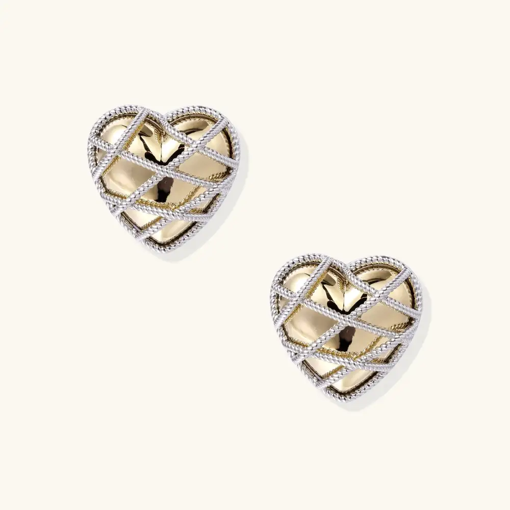 Woven Heart Stud Earrings