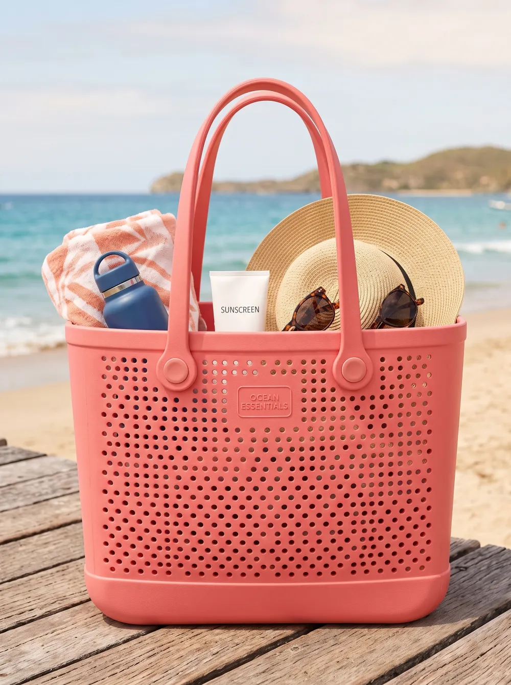 Tropical Shore Perforated Tote Bag