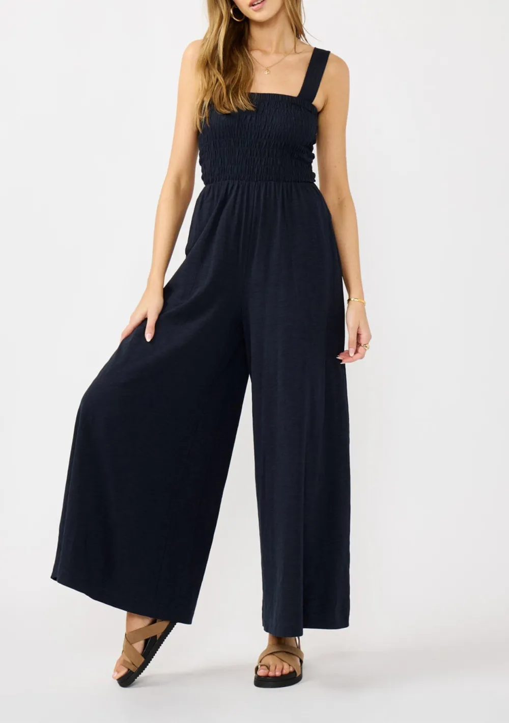 Smocked Wide Leg Jumpsuit