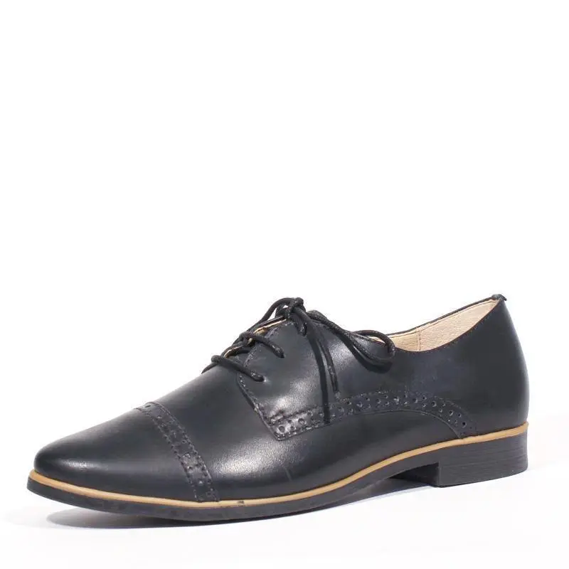 Perforated Cap Toe Lace Up Flats