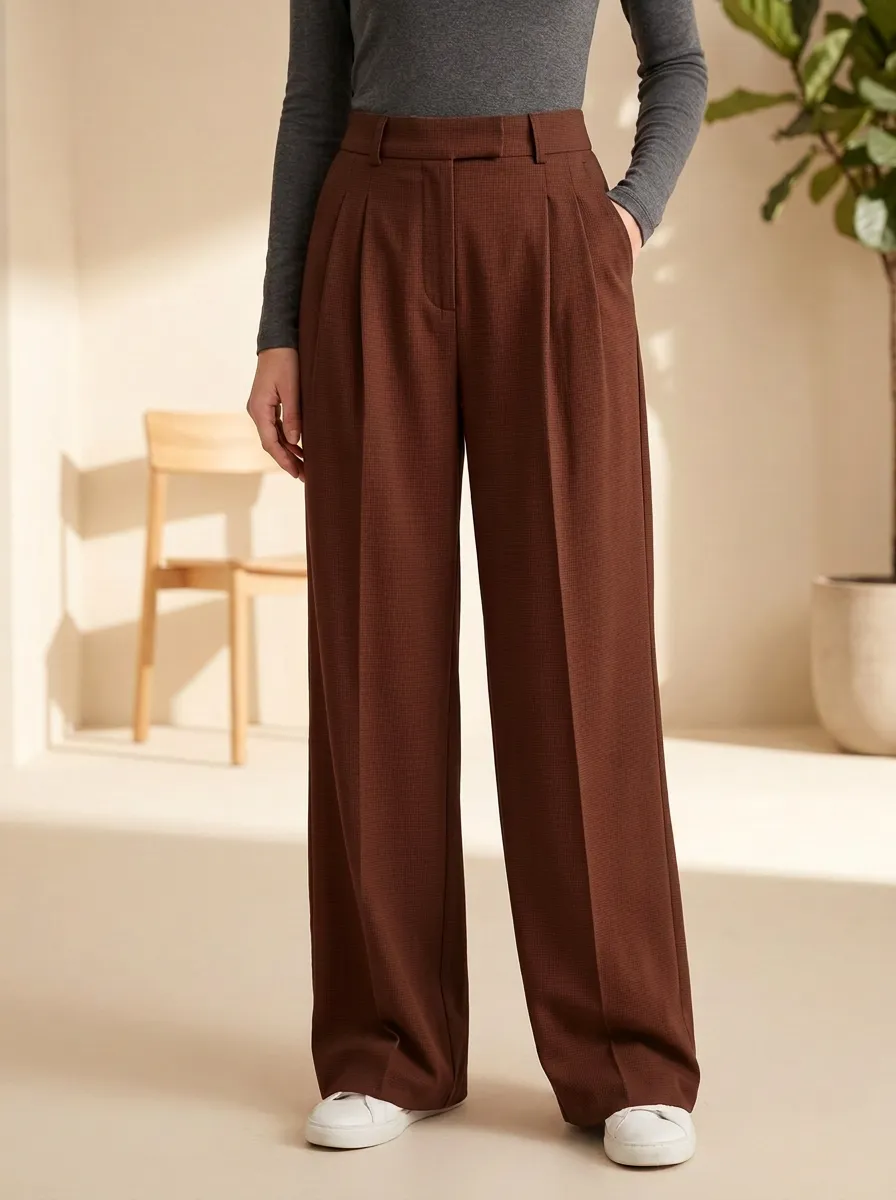 Wide-Leg Pleated Women's Wide-Leg Pants