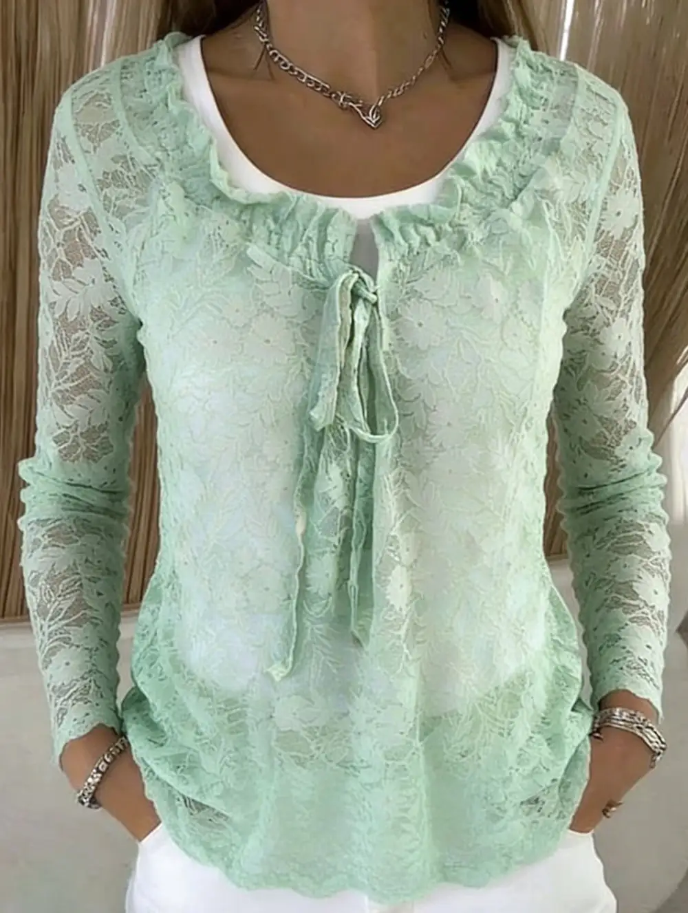 Lace Elegant Pullover Lace Shirt