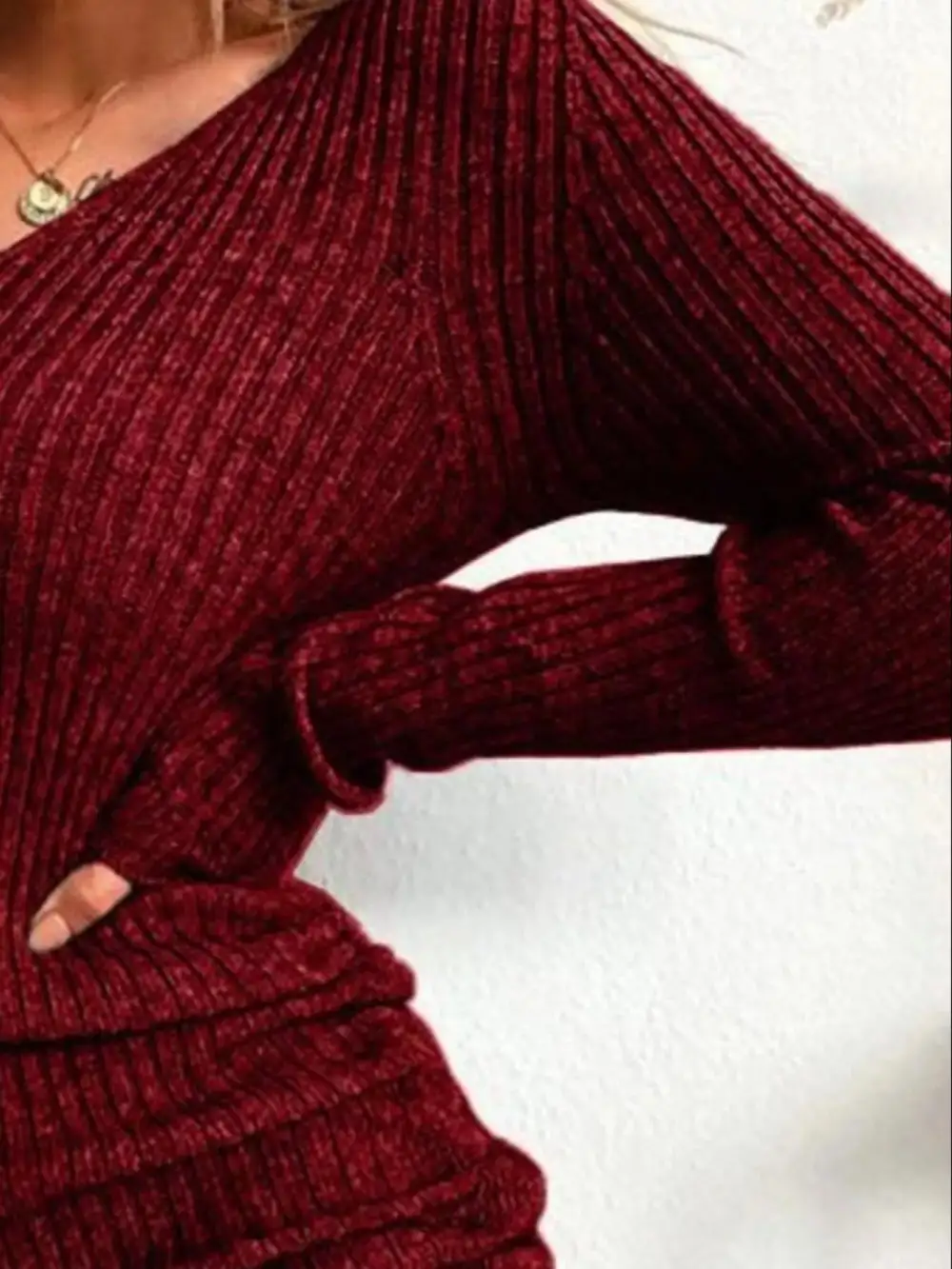 Ribbed Knit Drawstring Sweater Dress