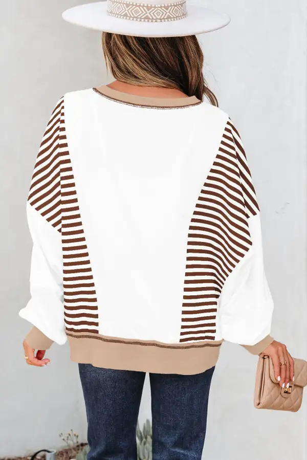Everyday Relaxed Striped Patchwork Sweatshirt