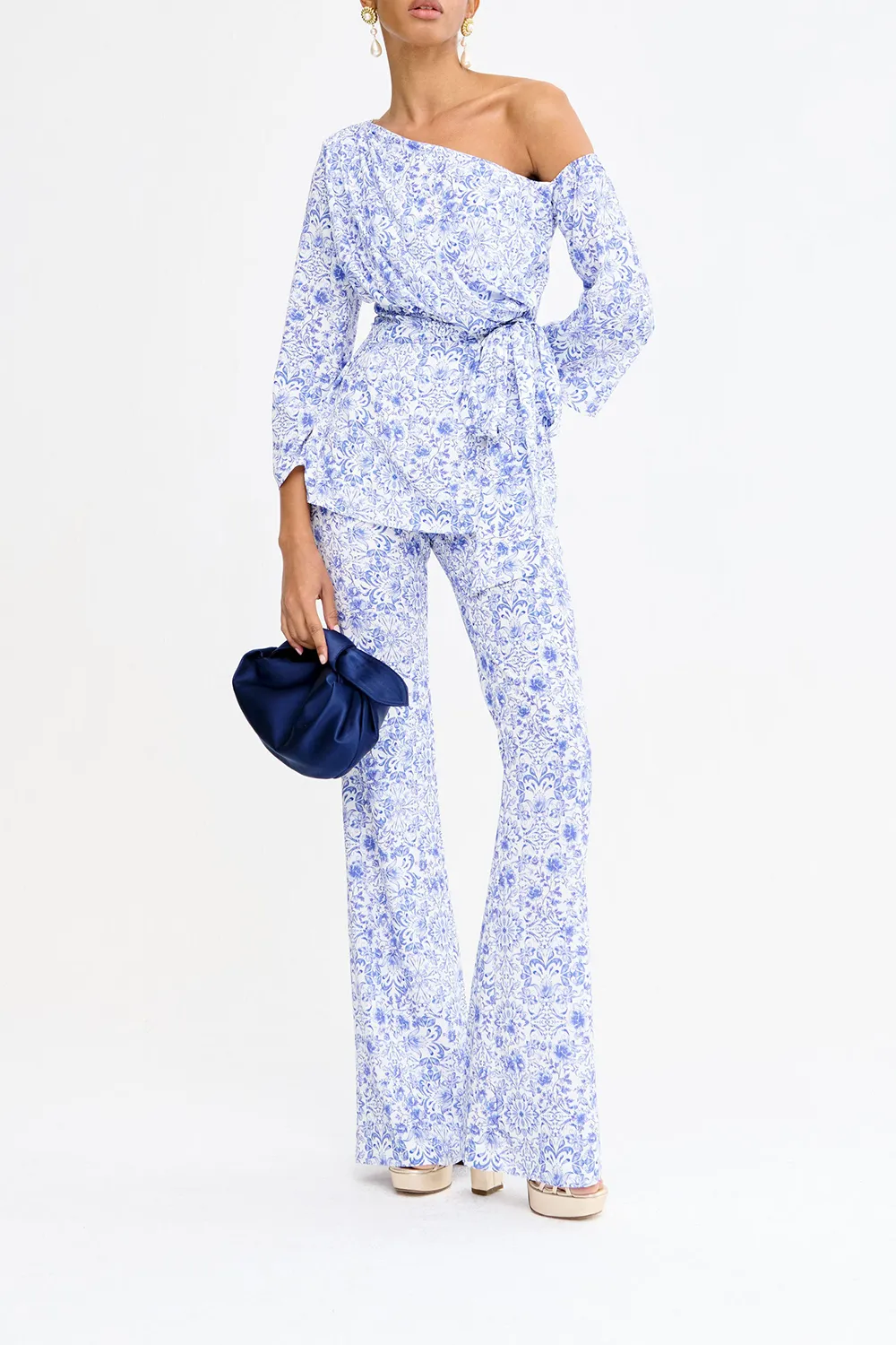 Floral Striped Design Trousers