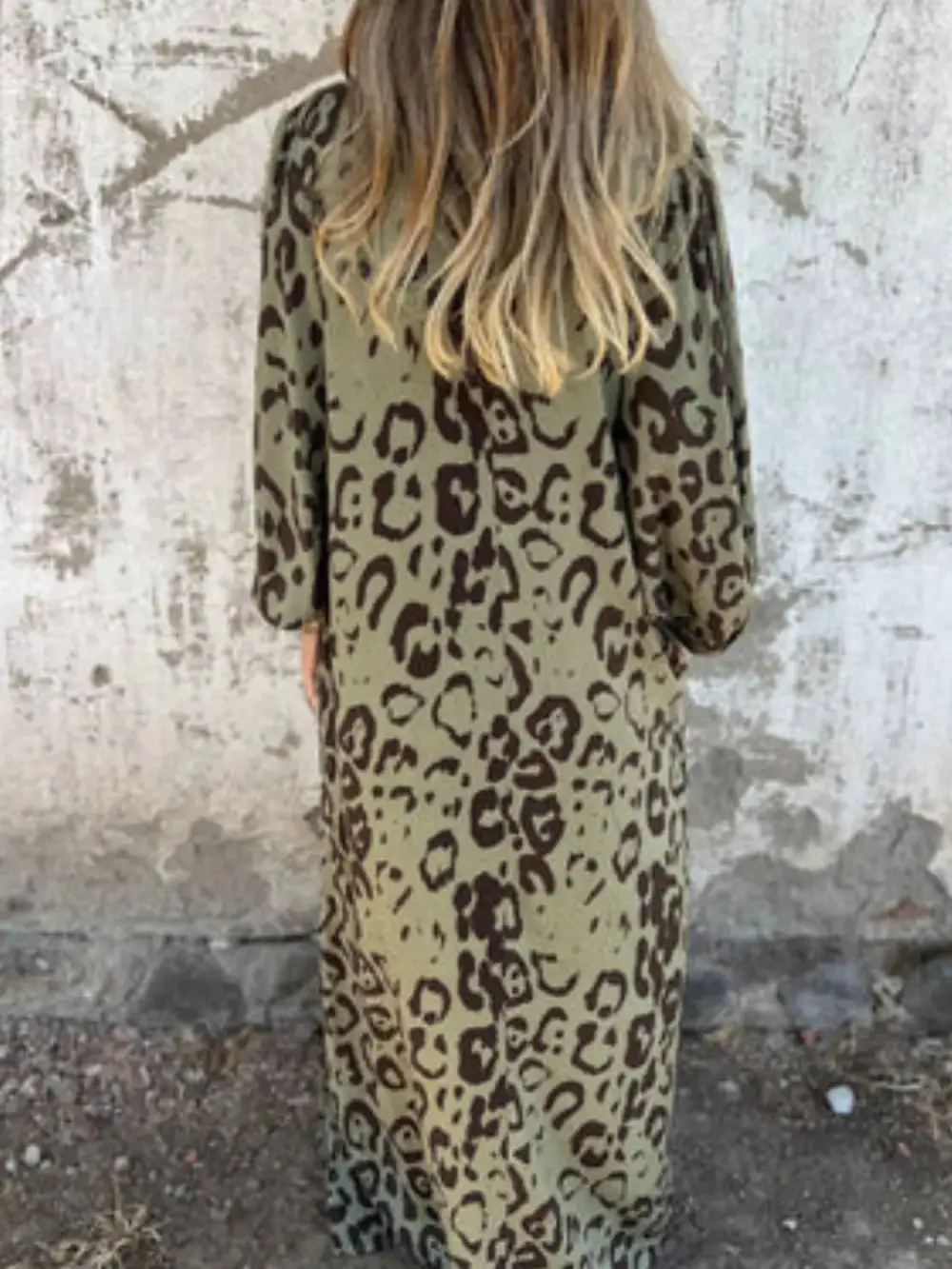 V-Neck Printed Midi Dress