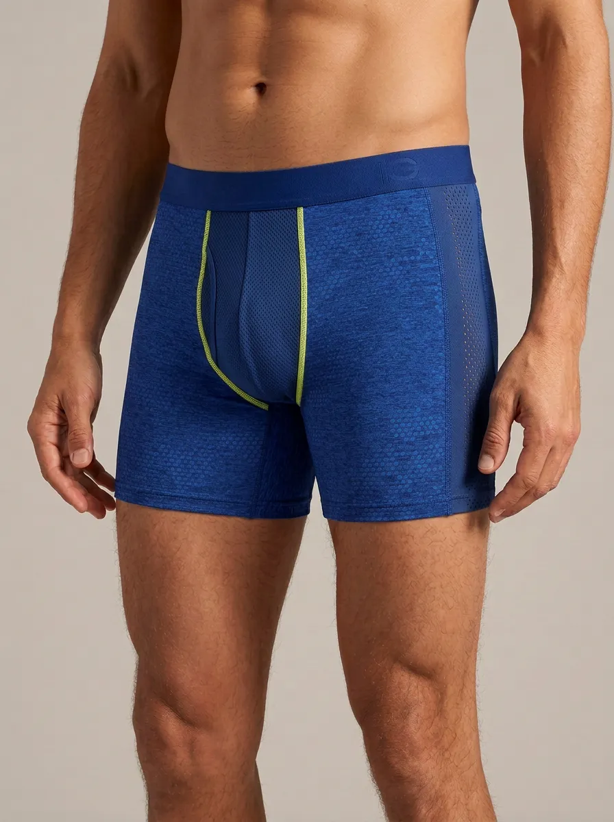 Men's Athletic Performance Hexagon Pattern Printed Boxer Briefs