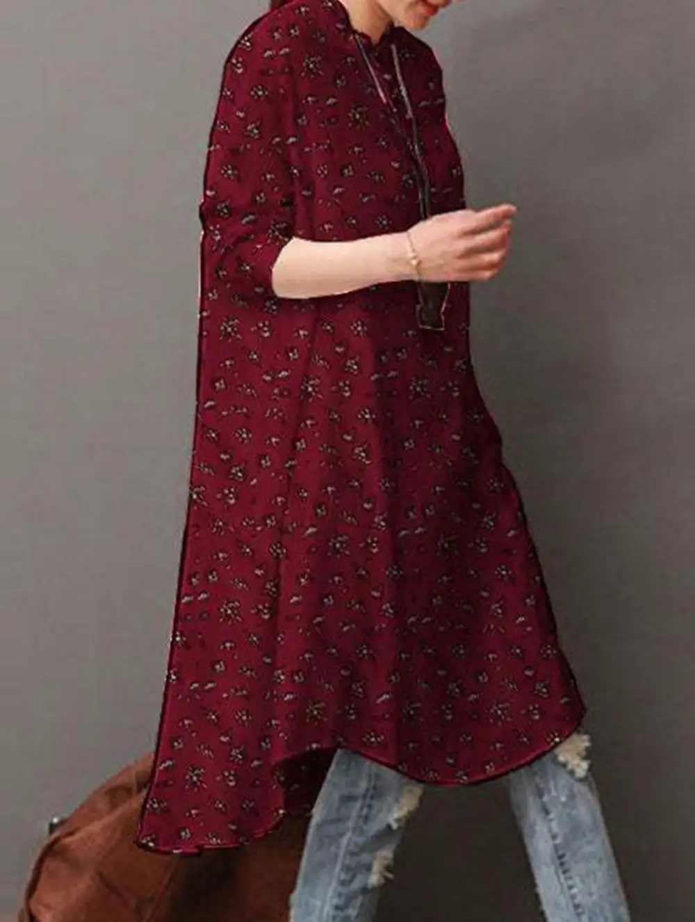 Vintage Long-Sleeved Floral Print Shirt