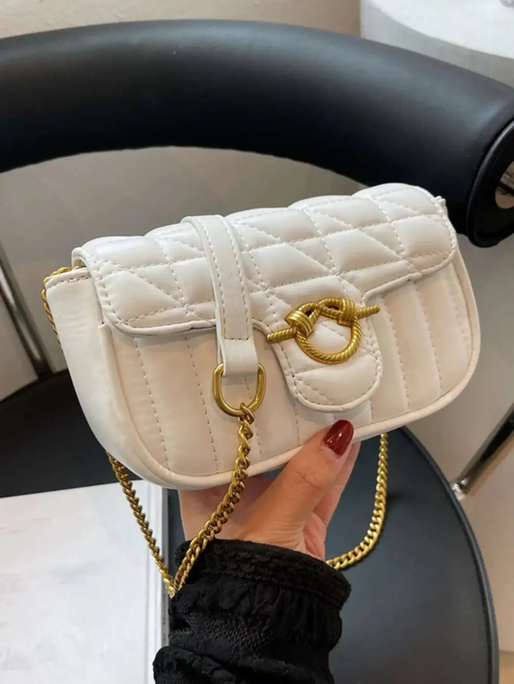 Quilted Flap Chain Square Bag