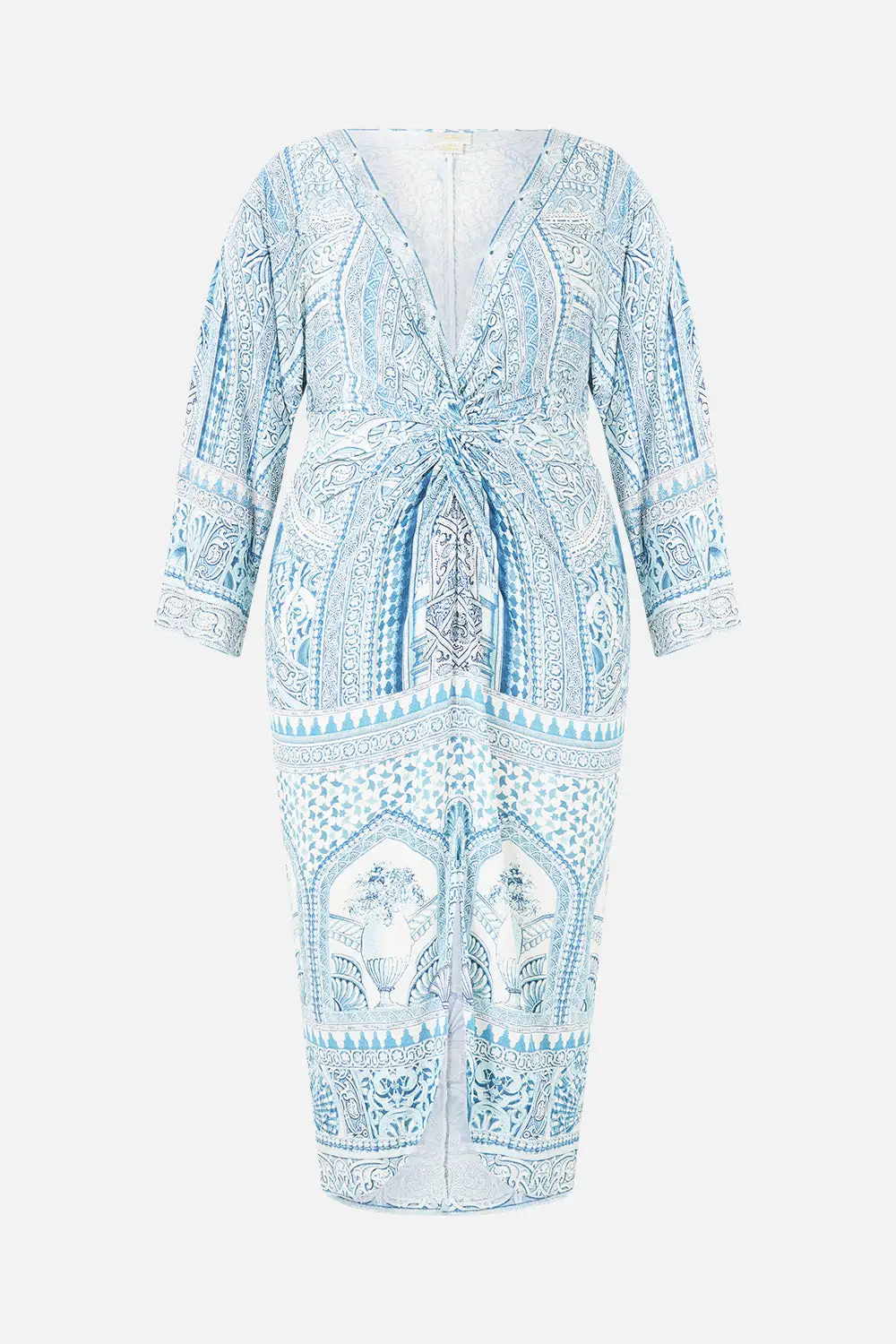 Printed Long Split Front Twist Dress