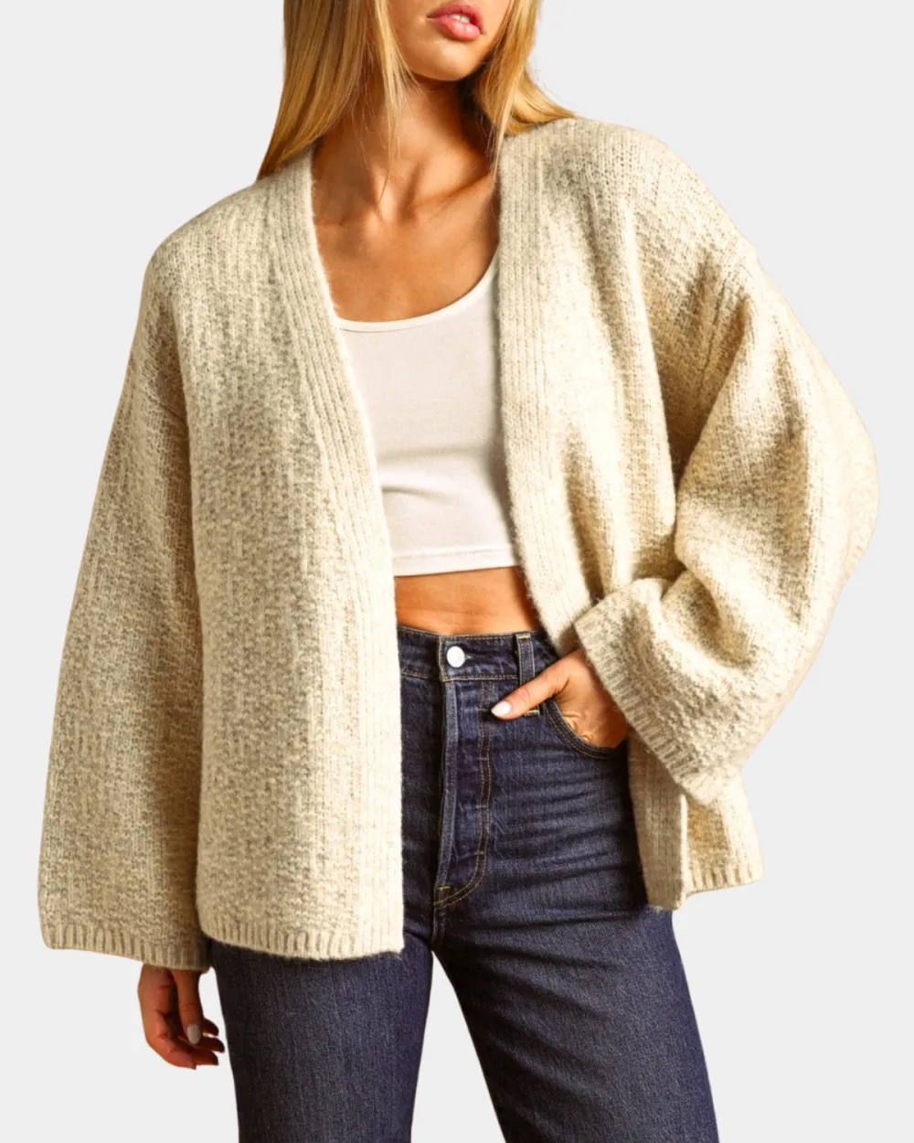 Relaxed Open Front Cardigan