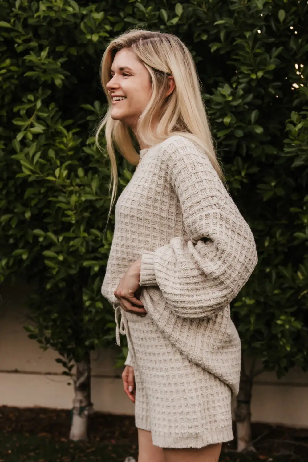 Waffle Knit Drawstring Shorts