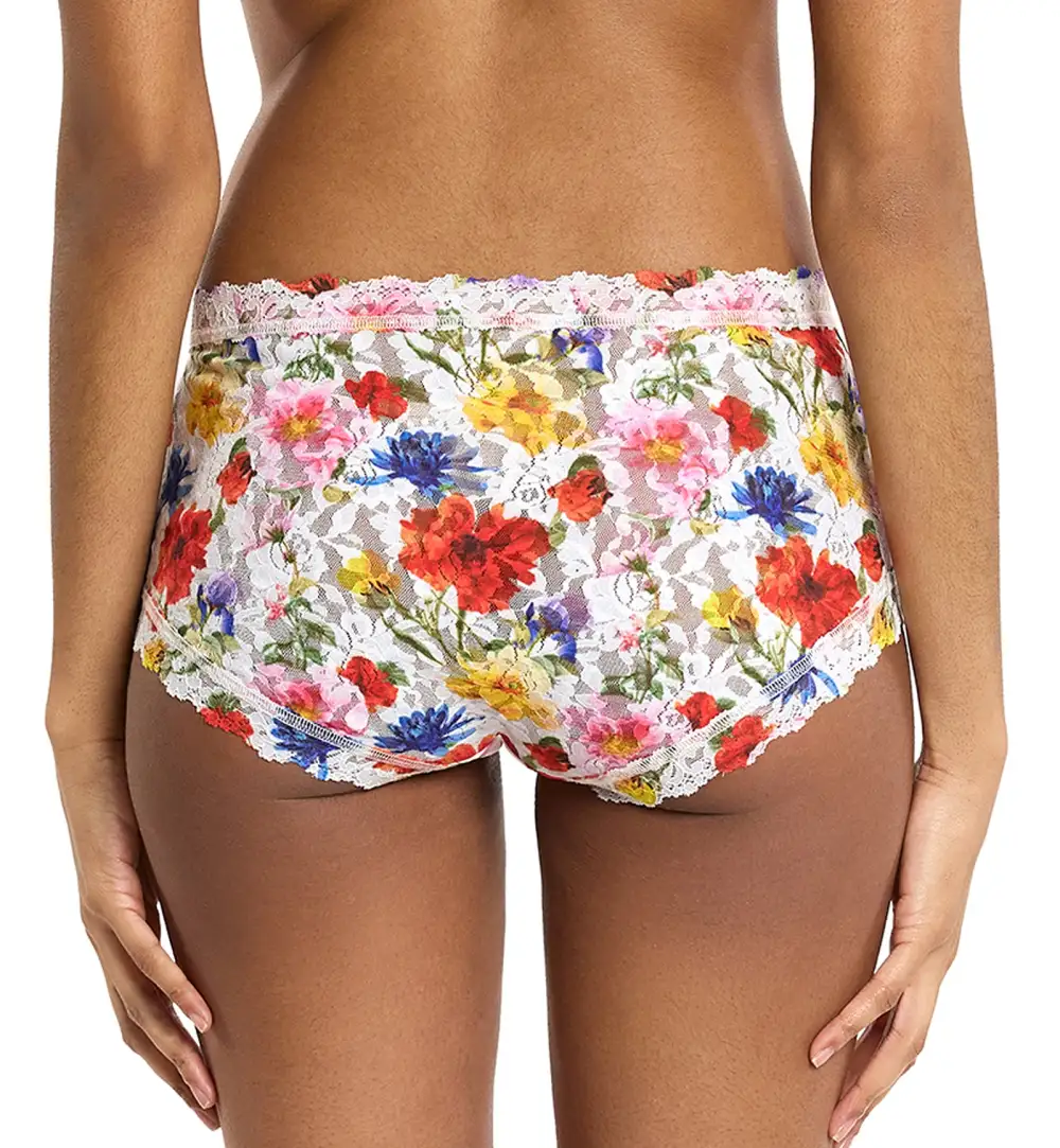 Classic High-Waist Lace Cotton Boyshort Panty