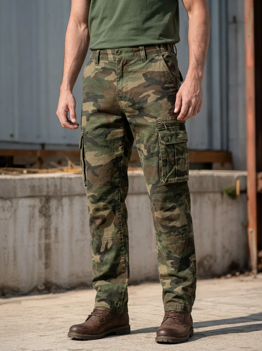 Men's Trail Desert Camo Flap Pocket Reinforced Knee Cargo Pants