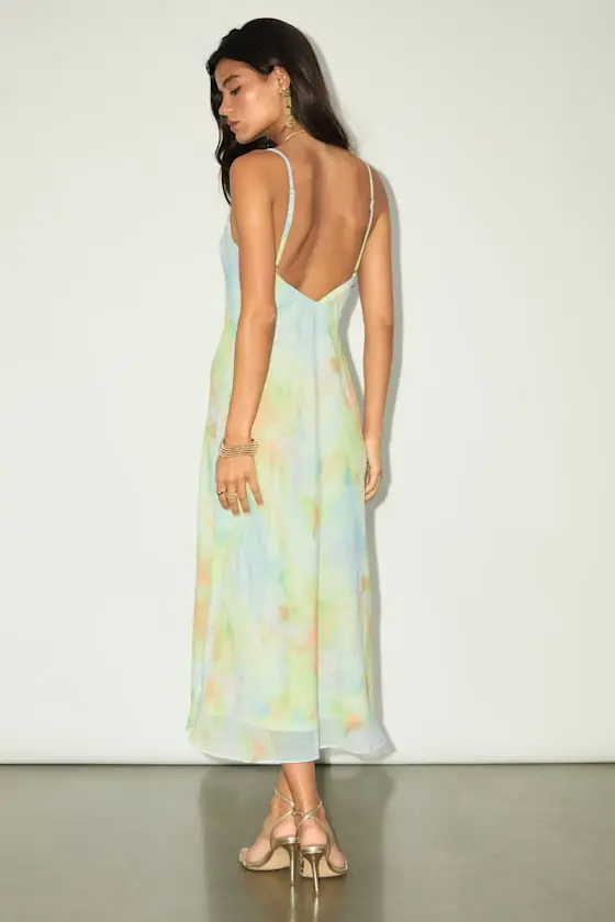 Akhila Light Blue Multi Tie-Dye Sleeveless Midi Dress