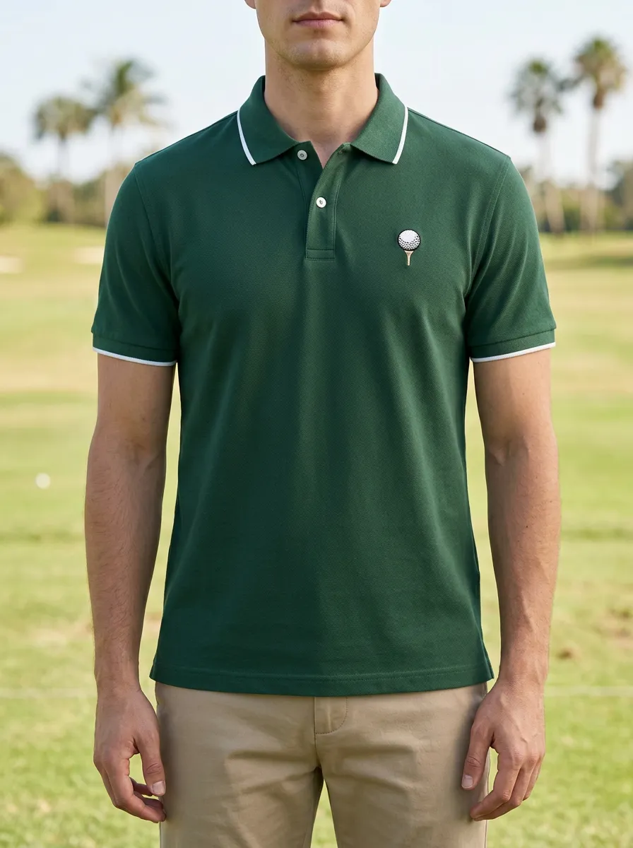Golf-Ball Ball-On-Tee Golf Polo Shirt