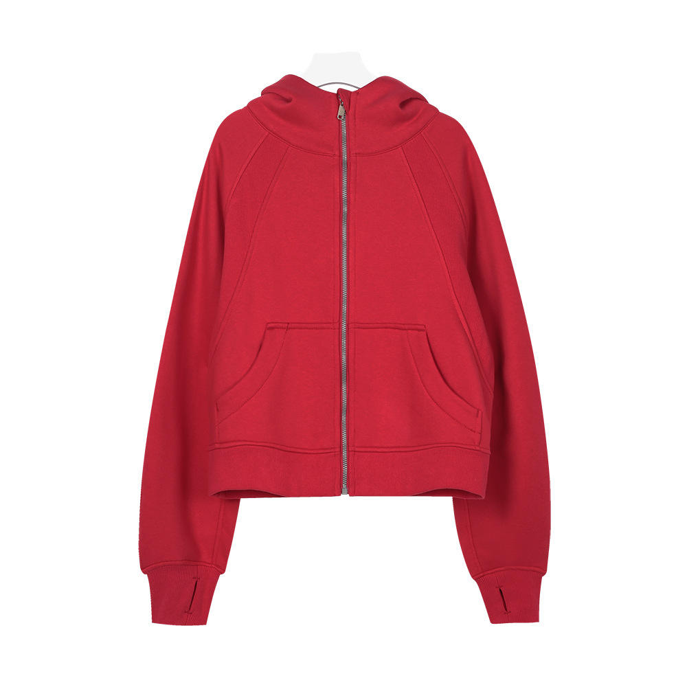 Women’s Zip-Up Hooded Fleece Sports Jacket