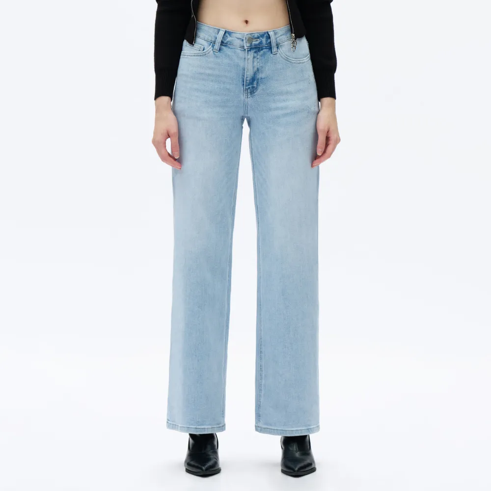 🔥Hot Sale🎁🎉Wide Leg Jeans for Women Stretchy Mid Low Rise Butts Lifting Baggy Jeans Trendy Loose Fit Cute Mom Jeans