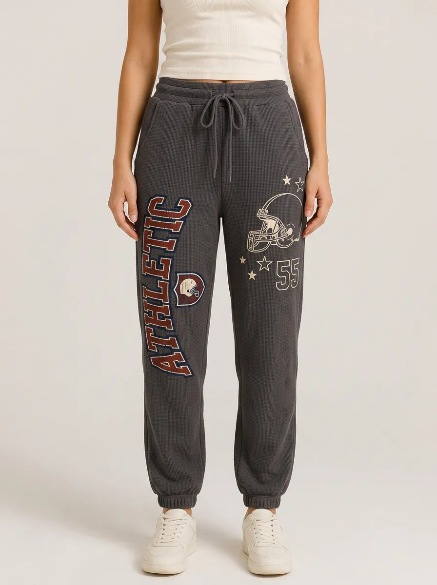 Women's Football Lover Athletic Helmet Number 55 Printed Joggers