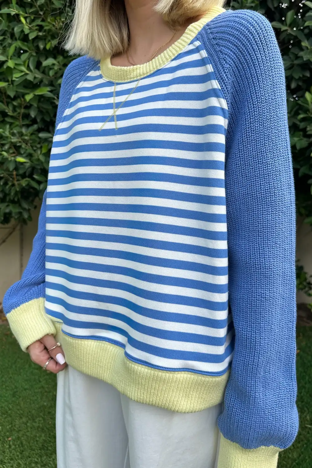 Open Fit Knit Striped Pullover