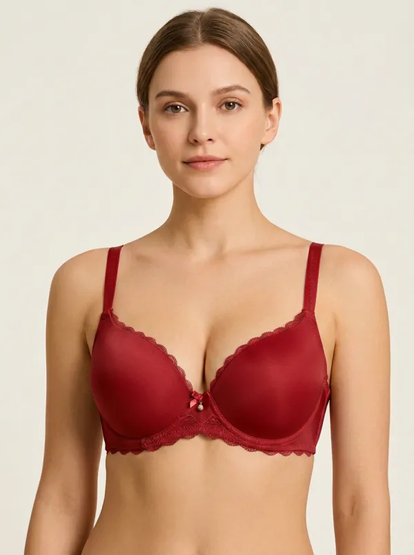 Women's Dusty Pink Lace Trimmed Padded Bra Top