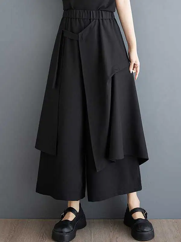 Women's High Waist Cropped Loose Fit Pocket Pants