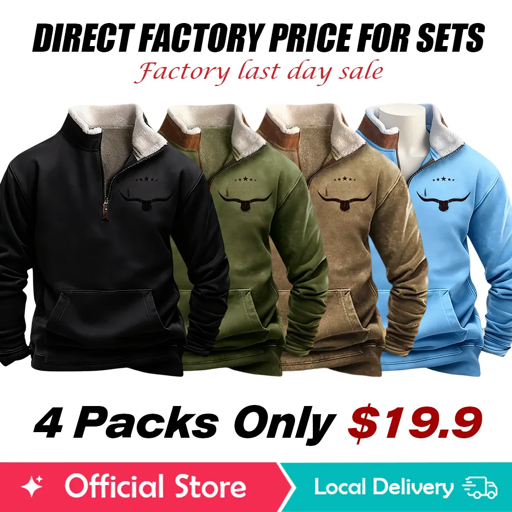 Mens Vintage Pullover 1/4 Zip Up Sweatshirt