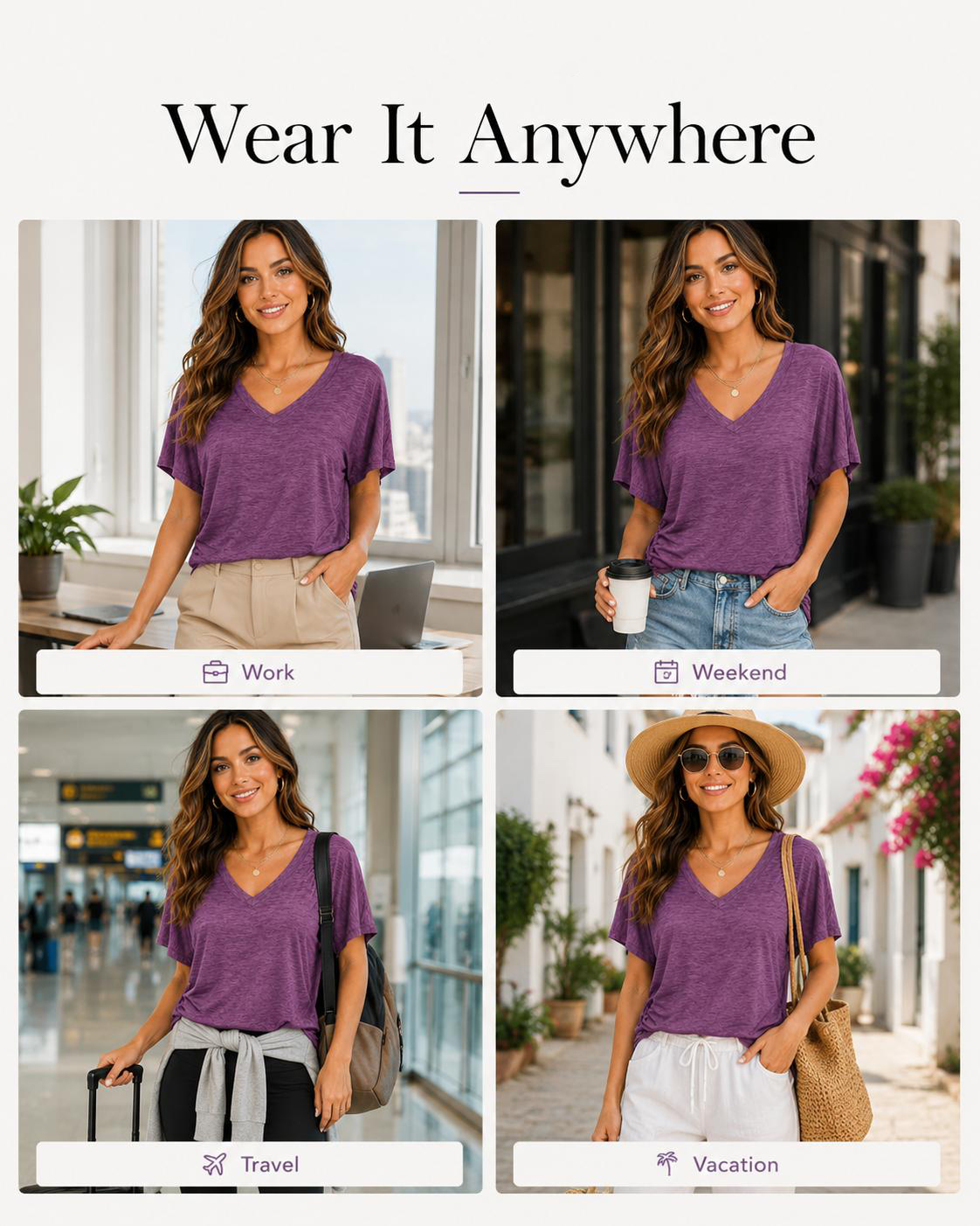 WIHOLL SwimWeek Womens Short Sleeve V Neck Dolman Tops with Side Shirring Loose Fit Shirts