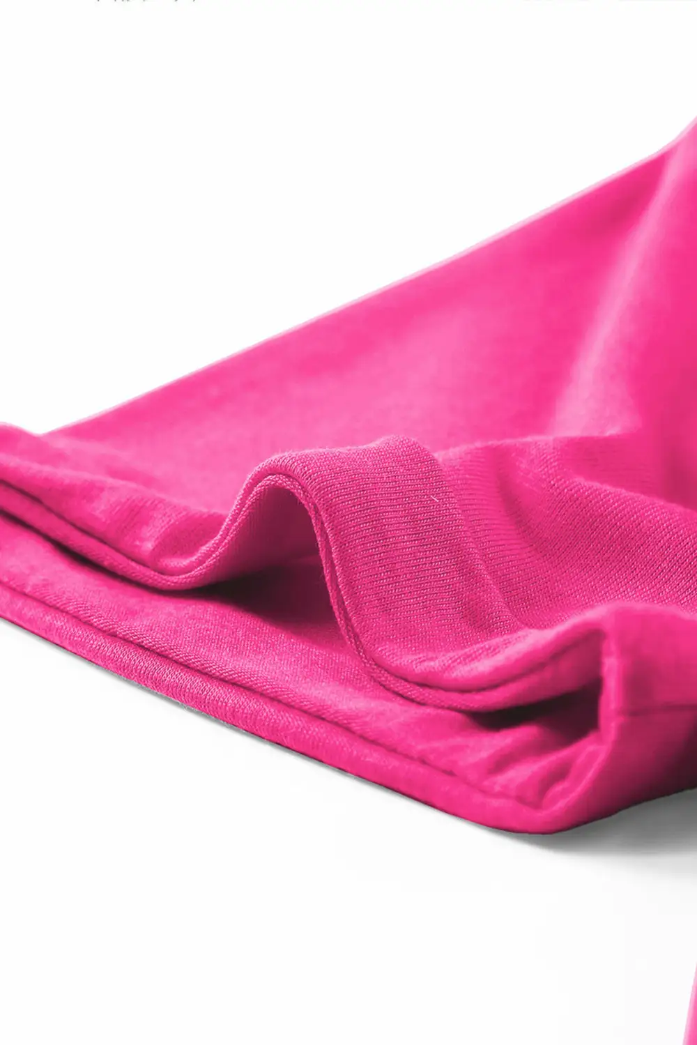 Rose Red Casual Plain Crew