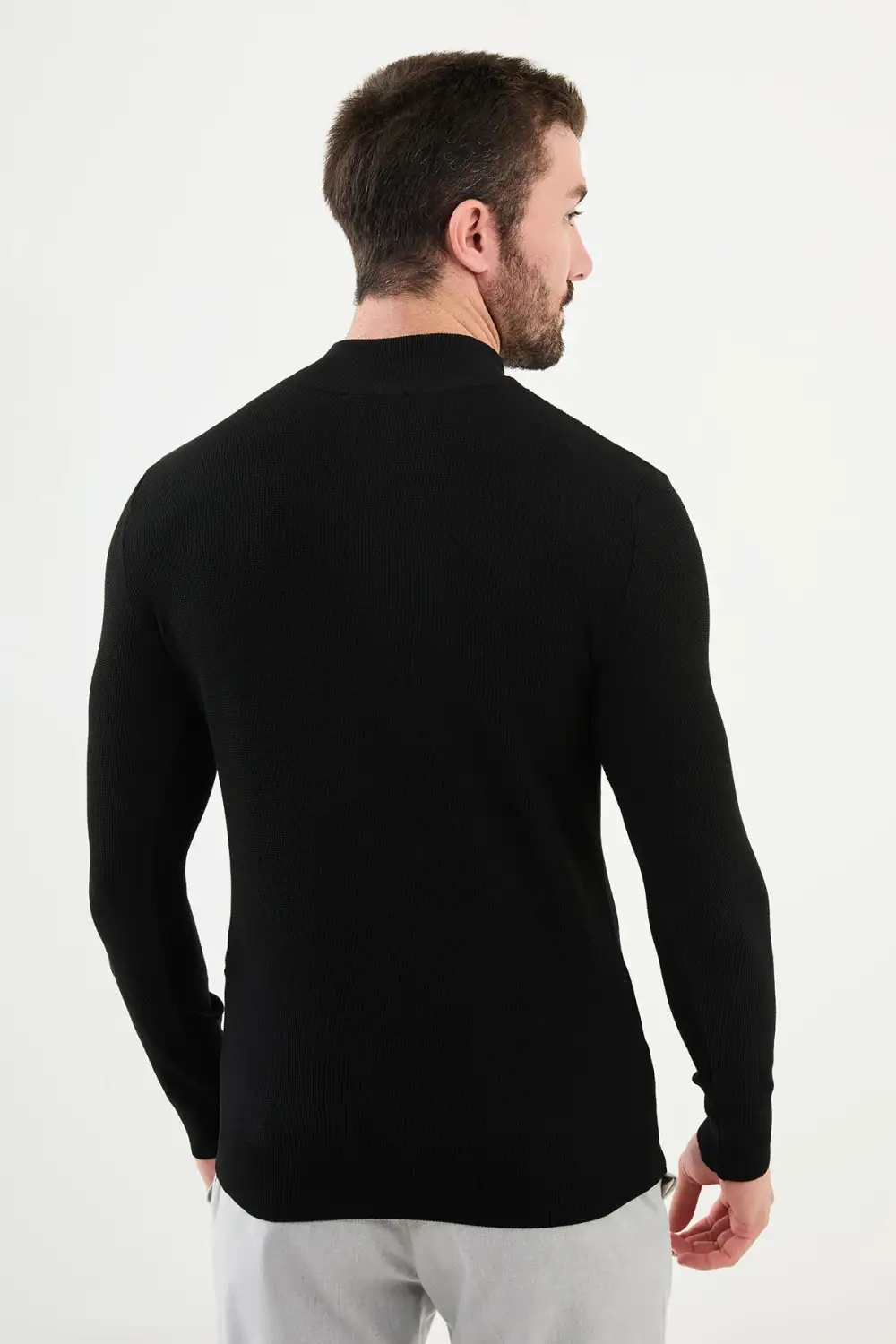 Casual Half Turtleneck Zip Knit Sweater