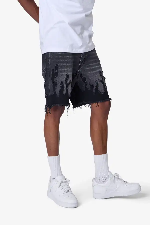 Flame Denim Shorts